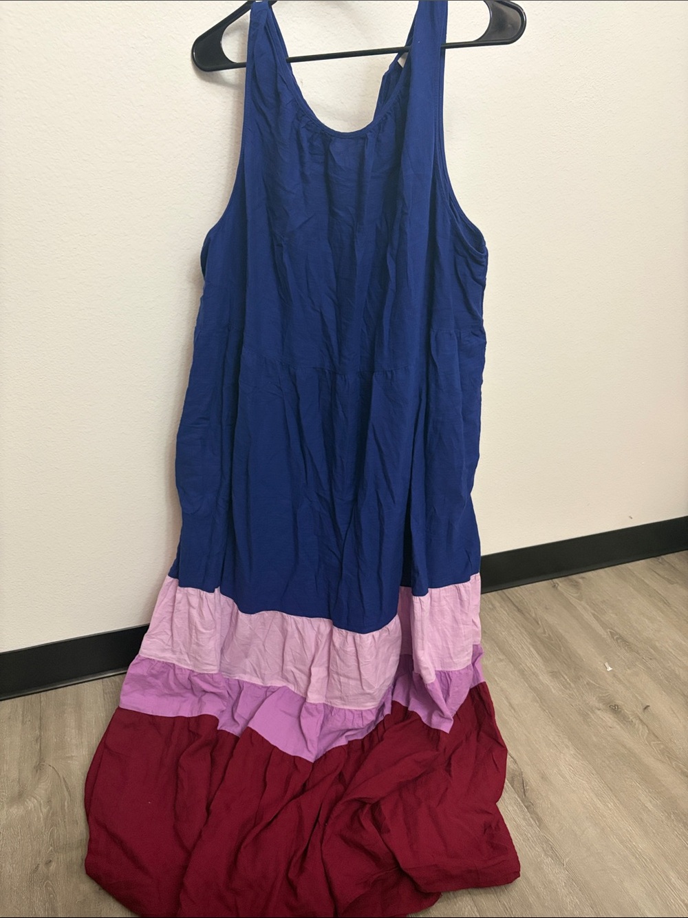 Ava & Viv Royal Blue Tiered Maxi Dress with Pink & Burgundy Bands